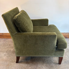 Sherril Moss Green Velvet Armchair w/ Nailhead Detail, Sku 033781