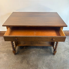 Stickley Bros. Co. Quarter Sawn Oak Antique Barley Twist & Cane Library Table/ Writing Desk, Sku 033771