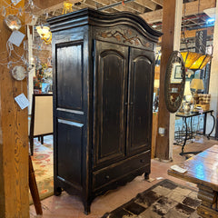 Woodland Furniture, Armoire Wooden Cabinet, Lower Drawer, 3 Interior Drawers, Rustic Finish, Maple Leaf Accent, sku: 033510