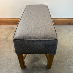 Paisley Embossed Faux Leather Bench with X Shaped Stretcher Below, Sku 033352