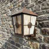 Custom Massive Exterior Lantern Sconces with Colored Glass & Lone Star Motif, Sku 033855