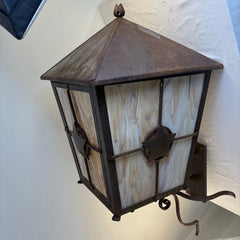 Custom Massive Exterior Lantern Sconces w/ Colored Glass & Lone Star Motif, Sku 033855
