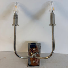 Visual Comfort Thomas O'Brien Hulton 2 Arm Sconce Nickel Finish & Paper Shades, Sku 033881