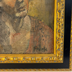 1930's Original Oil Painting of a Woman signed Frank, Framed, Sku 033794