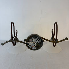 Sergio Terzani, Italian Wall Lights with Double Arm, White frosted Tulip Glass Globes, Sku 033514