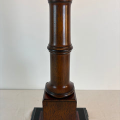 Turned Wood Column Lamp w/ Raw Silk Square Shade, Sku 033838