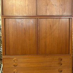Danish Modern Teak Tambour Door Cabinet w/ Interior Shelf , Sku 033912
