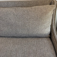Lillian August Medium Gray Tweed Sofa w/ Wing Style Arms & Nailhead Trim, Sku 033785