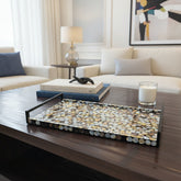 R and Y Augousti Paris Tray, Mother of Pearl Under Lacquer, Sku 033619