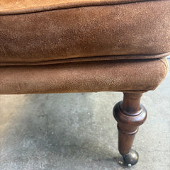 Set of 4 Brown Suede Armchairs w/ Casters, Sku 033849