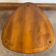 L. Hitchcock Brand Wood Tri Leg Stool Black, Gold and Natural Finish with Stencil Detail, Sku 033770