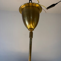 BZ Visual Comfort, Chandelier, 8 Arm Matte Brass Clam Shell, Globes in White Metal, Sku 033365