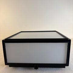 RH Flush Mount Ceiling Fixture Square, Black Metal Framework, Milk Glass, Sku 033880
