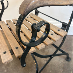 Janus et Cie Set of 5 Garden Chairs, 2 Arm and 3 Side Chairs, Wood and Steel, Foldable, Sku 033944