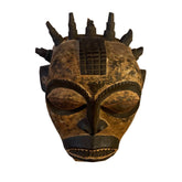 Primitive African Warrior Mask, Hand Carved Wood
