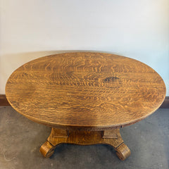 Antique American Empire Tiger Oak Parlor Table, Sku 033716