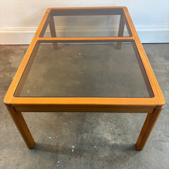 Made in Denmark Teak Wood Coffee Table with Smoked Glass Insert, 034108