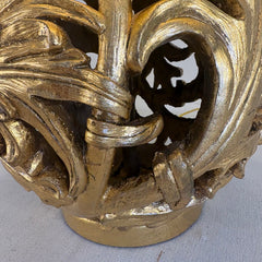 Brand New Gold Leaf Sphere Table Lamp w/ Gold Tapered Shade & Sphere Finial, Sku 033975