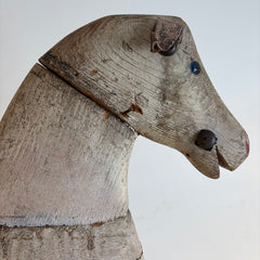 Antique Rocking Horse w/ Leather Ears & Glass Eyes, Sku 033895