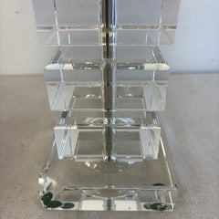 Pair of RH Table Lamps Stacked Crystal Squares with Nickel Hardware, Sku 034118