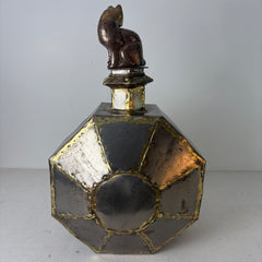 Metal Octagonal Urn with Cat Stopper, Sku: 033083