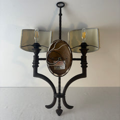 Troy Lighting Double Arm Wall Sconce, Demilune Shades, Bronze Finish, Sku: 033319