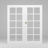 Pair of French Doors, Wood, Painted, 10 Glass Panels Each, White, Sku 033348