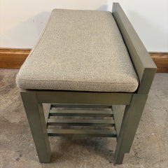 Set of Wood Bench & Two Side Tables With Shelf, Gray Green, Sku: 033385