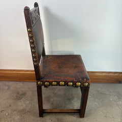 Set Eight of Oak & Leather Dining Chairs, Rustic, Sku: 033087