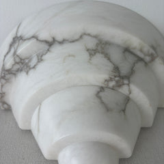 Alabaster Art Deco Style Sconce Light in White with Dark Streaks, Sku: 033074