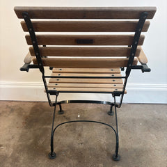 Janus et Cie Set of 5 Garden Chairs, 2 Arm and 3 Side Chairs, Wood and Steel, Foldable, Sku 033944
