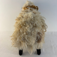 Handcrafted Wool Pelt Sheep with Rope and Bell, Sku 033843