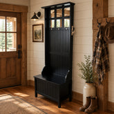 Hall Tree, Wood, Black Finish, Sku: 033314