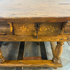 Wood Inlay & Metal Hardware Table, Chefs Table, Secret Compartment, Sku 033369