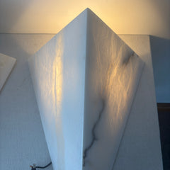 Art Deco Style Diamond Shape Alabaster Wall Sconce, Off White, Sku: 033073