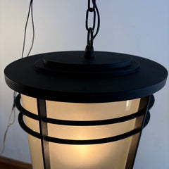 Exterior Pendant with Bronze Finish and Sand Colored Glass, 033898