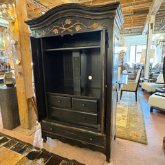 Woodland Furniture, Armoire Wooden Cabinet, Lower Drawer, 3 Interior Drawers, Rustic Finish, Maple Leaf Accent, sku: 033510