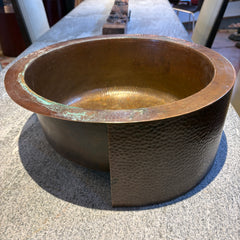 Hammered Copper Undermount Round Sink with Apron Front, Sku: 033641