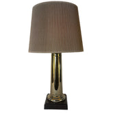 Gold Glass Column Shaped Lamp Base with Square Base, Sku: 033458