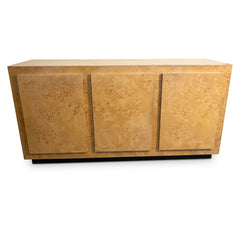 Fine Arts Furniture Co. Burled Wood Credenza, 3 Monolithic Doors, Drawers, Open Storage, Sku 034057