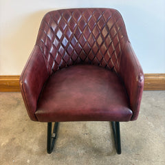 Pair Rare Finds Small Leather Quilted Armchairs, Sku 033677