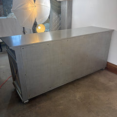 Credenza, Three Lower Cabinets, 3 Top Drawers Finish inSoft Silver, Pale Gold Trim, Sku: 033622