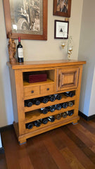 Wine Chest Made in Belgium, French Oak, 2 Drawers, Cabinet, Open Cubby, Sku 034003