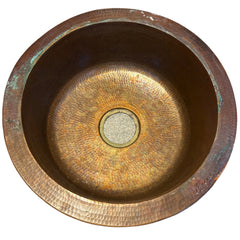 Hammered Copper Undermount Round Sink with Apron Front, Sku: 033641