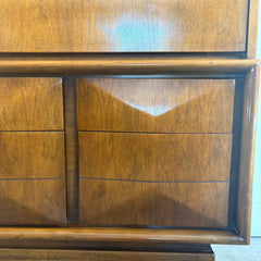 United Furniture Chest of Drawers Walnut Finish with Faceted Design Detail, Sku 033876