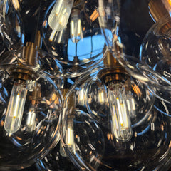 Bubble Pendant/Chandelier Clear Glass Bubbles with a Bulb in Each, Black Corded Cable can be Adjusted, Sku 033683