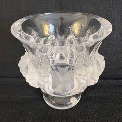 Lalique Dampierre Crystal Vase Bird and Laurel Wreath Motif, Sku 033828