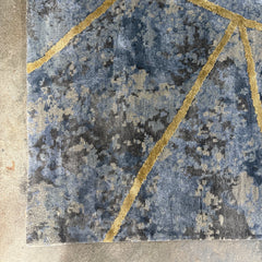 Cyrus Rug, Made in India, Wool, Bamboo, Silk, Abstract Pattern, Colors: Blue, Grey, Gold, Sku: 033466