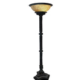 Maitland Smith Torchiere Floor Lamp, Marble Base, Metal Column, Faux Mosaic Tile Globe, SKU: 033099