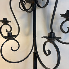 Wrought Iron Wall Sconce Scroll Motif Holds Eight Candles, Sku 034123